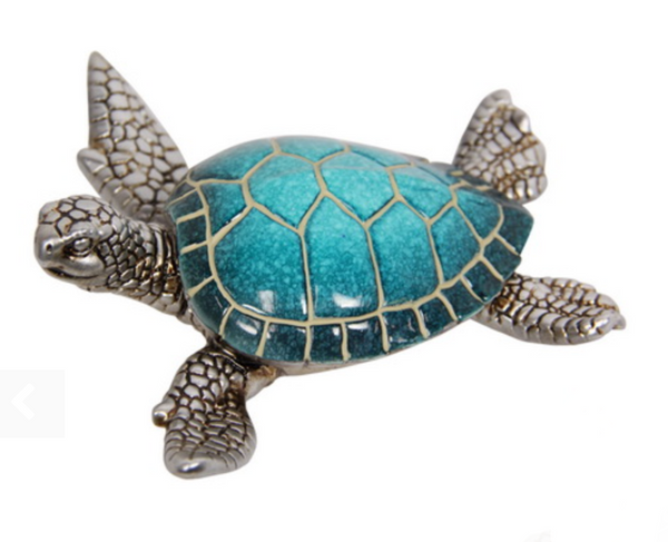 13cm Light blue Turtle with silver head and fins