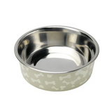 17 cm Petface Bellal Bowls Stainless Steel with bones in white and sage