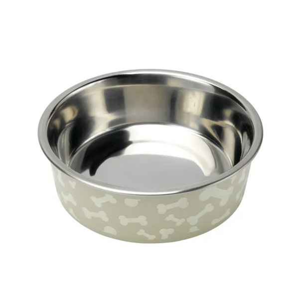 21 cm Petface Bellal Bowls Stainless Steel with bones in white and sage