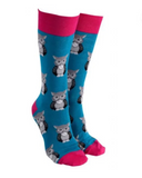 Sock Society Owl - Dark Turquoise with Maroon Top, toes and heels