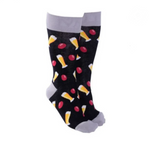 Sock Society - Beer & Footy - Black with Grey toes tops and heels, Beer glasses and foot ball on each sock.