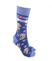 Sock Society - Dog - I love my Golden Labrador - Navy body with Dusty Blue top toes and heels