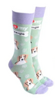 Sock Society - Dog - Beagle  - sage green Body and Dusty Purple tops toes and Heels