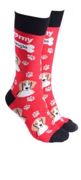 Sock Society - Dog - Beagle  - Red Body and Black tops toes and Heels