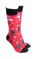 Sock Society - Dog - Black Labrador  - Red Body and Black tops toes and Heels