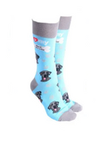 Sock Society - Dog - Black Labrador  - Light Blue Body and Grey tops toes and Heels