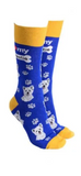 Sock Society - Dog - I love my Westie - Blue body with Yellow top toes and heels