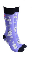 Sock Society - Dog - I love my Westie - Lavender body with Black top toes and heels