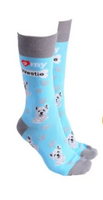 Sock Society - Dog - I love my Westie - Light Blue body with Grey top toes and heels