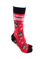 Sock Society - Dog - Blue Heeler  - Red Body and Black tops toes and Heels