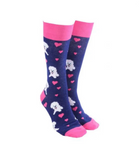 Sock Society Dog - Puppy Love In Navy body with Pink Tops Toes and Heels