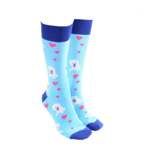 Sock Society Dog - Puppy Love - in Blue with Navy  Tops Toes Heels