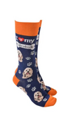 Sock Society - Dog - I love my Labradoodle - Navy body with Orange top toes and heels