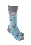 Sock Society - Dog - I love my Dalmatian - Light blue body - Grey tops toes and heels