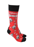 Sock Society - Dog - I love my Dalmatian - Red Body with Black tops toes and heels