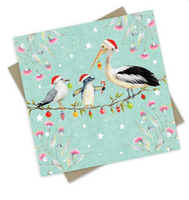 Seabirds Christmas - single card - Silver Box of 6 Christmas card set  - by Popcorn Blue - Australian Made