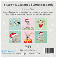 Silver Box of 6 Christmas card set Back of box - by Popcorn Blue - Australian Made