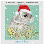 Silver Box of 6 Christmas card set Front of box - by Popcorn Blue - Australian Made