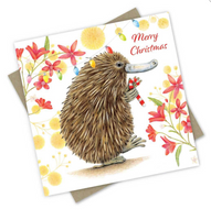 Echidna Candy Cane - in 6 illustrated Red Christmas card Boxed set - Illustrated and created by Popcorn Blue - Made in Australia