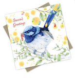 Fairy Wren Season’s Greetings - in Red Christmas Card box set of 6 - by Popcorn Blue - Australian Made