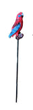 Crimson Rosella on a stick. Red and Blue in colour, sitting on a small wood like perch that sits on the a metal stick 5cm x 5cm x 21cm