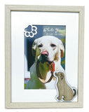 Dog MDF Photo Frame with paw in top left corner and Cat in bottom right corner