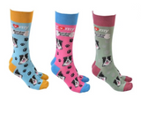 Sock Society - Border Collie - 3 different pair shown in Blue pink or olive