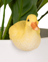 Duckling Pot Sitting made from Resin - Sitting on Top of the side of the pot