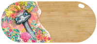 Lisa Pollock Bamboo Serving Board with Emu Design and Resin dipped (one end only)