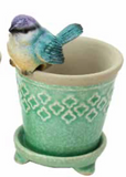 Small Blue Bird Pot Hanger made from Resin. Great to add interest or dress up any pot.