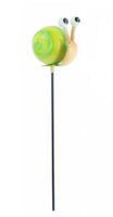Garden Friend Snail - white & black eyes with a beige and green lower body and shell in lime and green. Stake is 50cm H. Great for pots and gardens