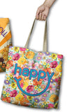 Happy Reusable Carry Bag by Lisa Pollock