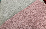 Salmon and Taupe Beautiful Luxurious blanket with rose design. Double layered for a warm throw.  Dimensions: 160cm x 160 cm