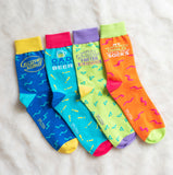 Polyester socks for Dad on Father’s Day. Colouful with quirky designs. Machine washable