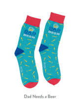 Bright coloured polyester socks for Dad on Father’s Day - Sock reads - Dad needs a beer