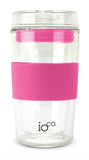 12oz  Reusable Glass Coffee Cup - Bossy Pink colour