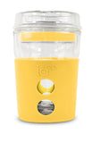 8oz Reusable Glass Coffee Travel Cup in Sunny Yellow