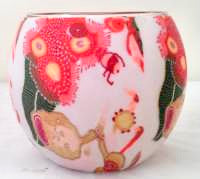 Glowing glass Red Gum Flowers - Candle holder