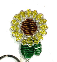 Colorful Beaded keyring In Sunflower shaped flower