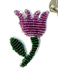 Colorful Beaded keyring in Tulip shape
