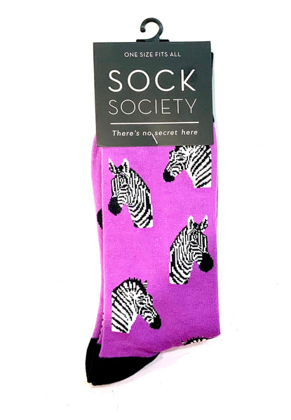 Sock Society - Socks in Purple with Zebras