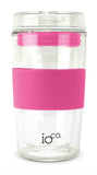 12oz  Reusable Glass Coffee Cup - Bossy Pink colour