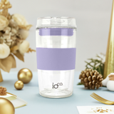 IOCO 12OZ Lavender Glass Coffee Traveler Cup - in christmas Theme