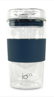 IOCO 12OZ Denim Reusable Glass Coffee Traveler Cup