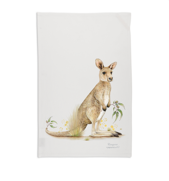 Kangaroo Tea Towel by Popcorn Blue - Created and made in Australia