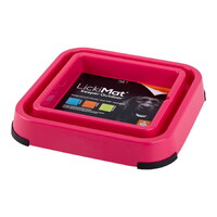 Lickimat pad holder and dog food bowl designed for outdoor use in Pink