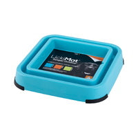 Lickimat pad holder and dog food bowl designed for outdoor use in Turquoise