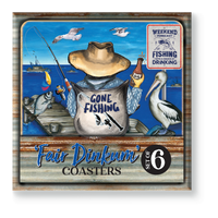 Lisa Pollock Gone Fishing Fair Dinkum Set of 6 coaster