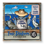 Lisa Pollock Gone Fishing Fair Dinkum Set of 6 coaster