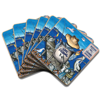 Lisa Pollock Gone Fishing Fair Dinkum Set of 6 coasterS Fanned
